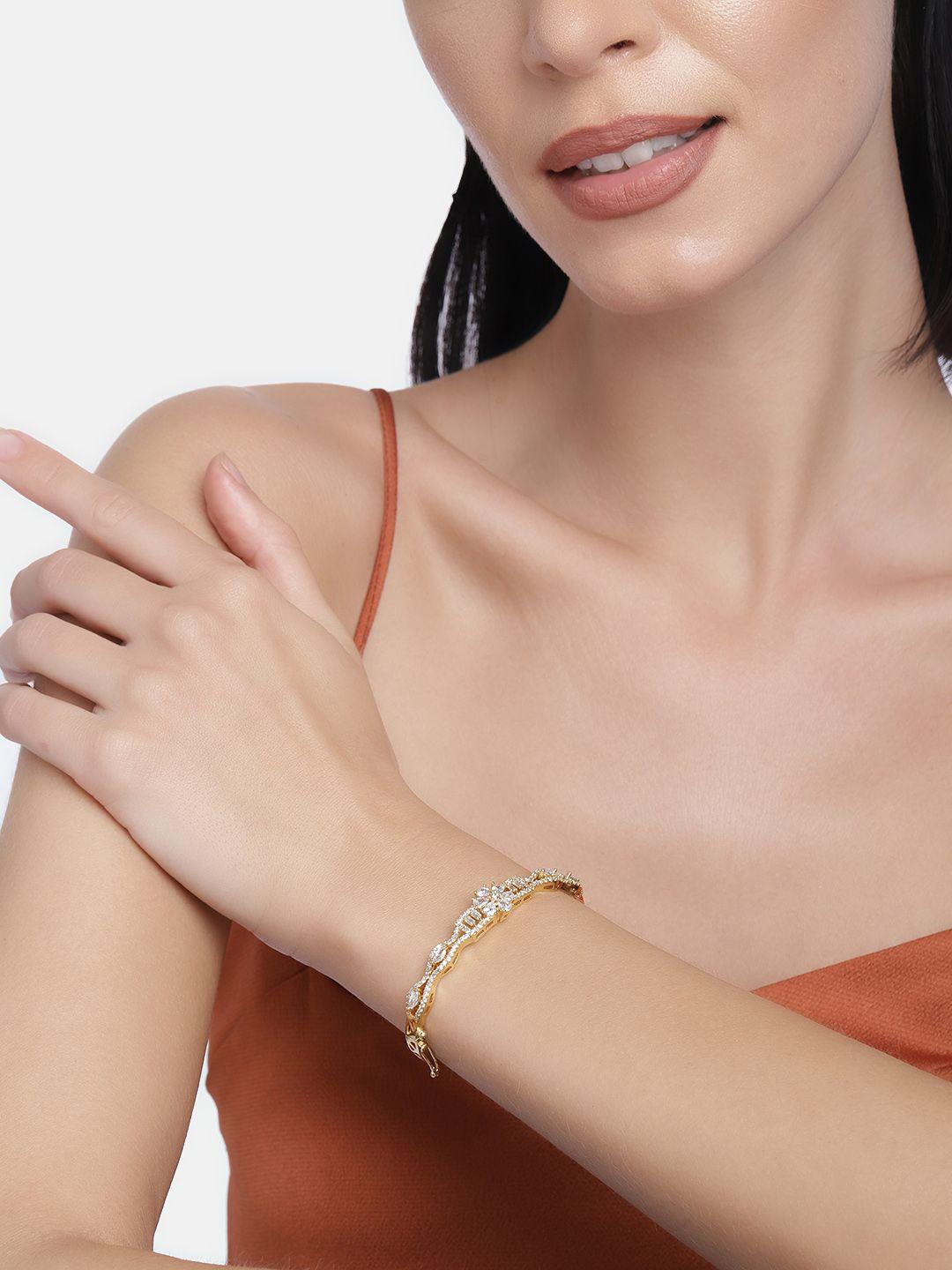 laida gold-plated studded handcrafted bangle-style bracelet