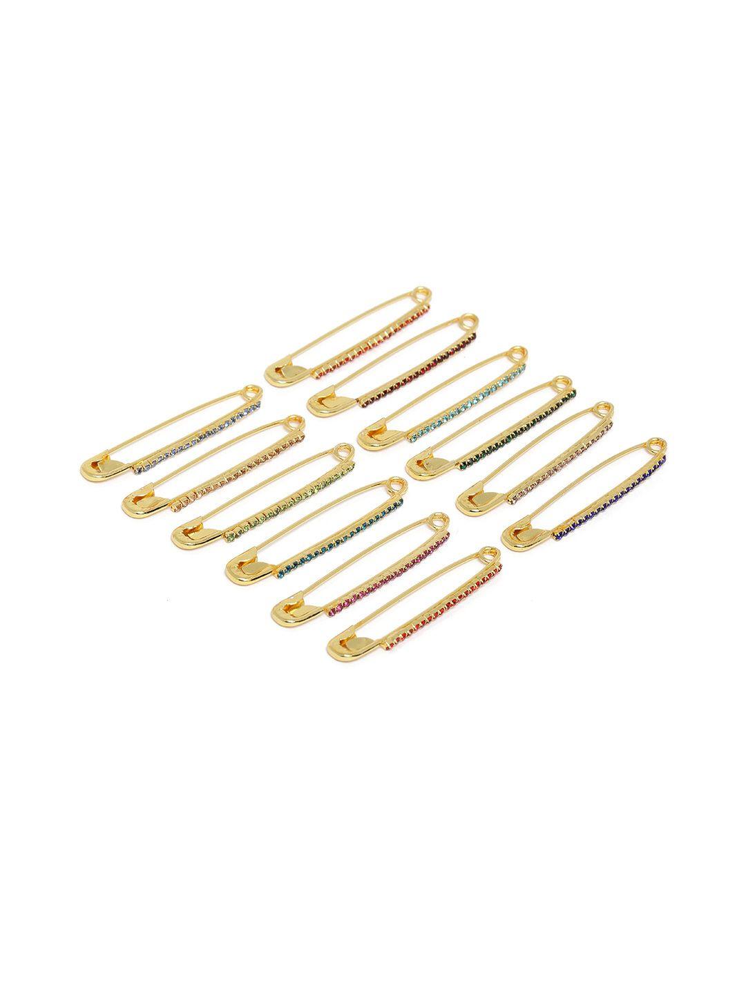 laida set of 12 rhinestone-studded saree safety pins