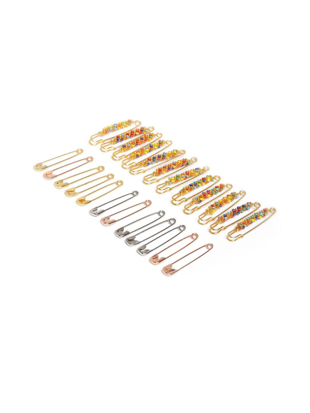 laida set of 19 artificial beads-studded saree safety pins