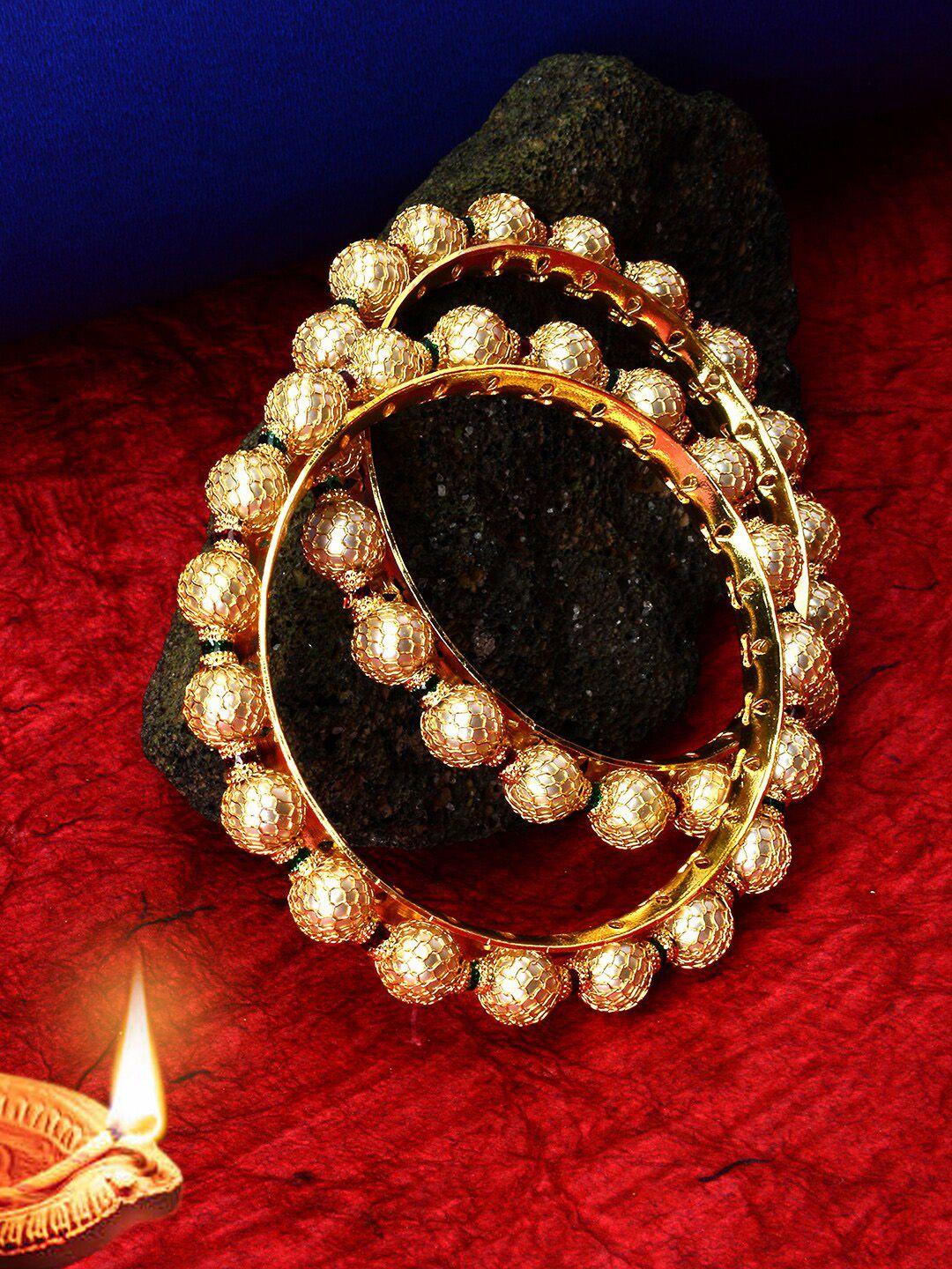 laida set of 2 gold-plated beaded bangles