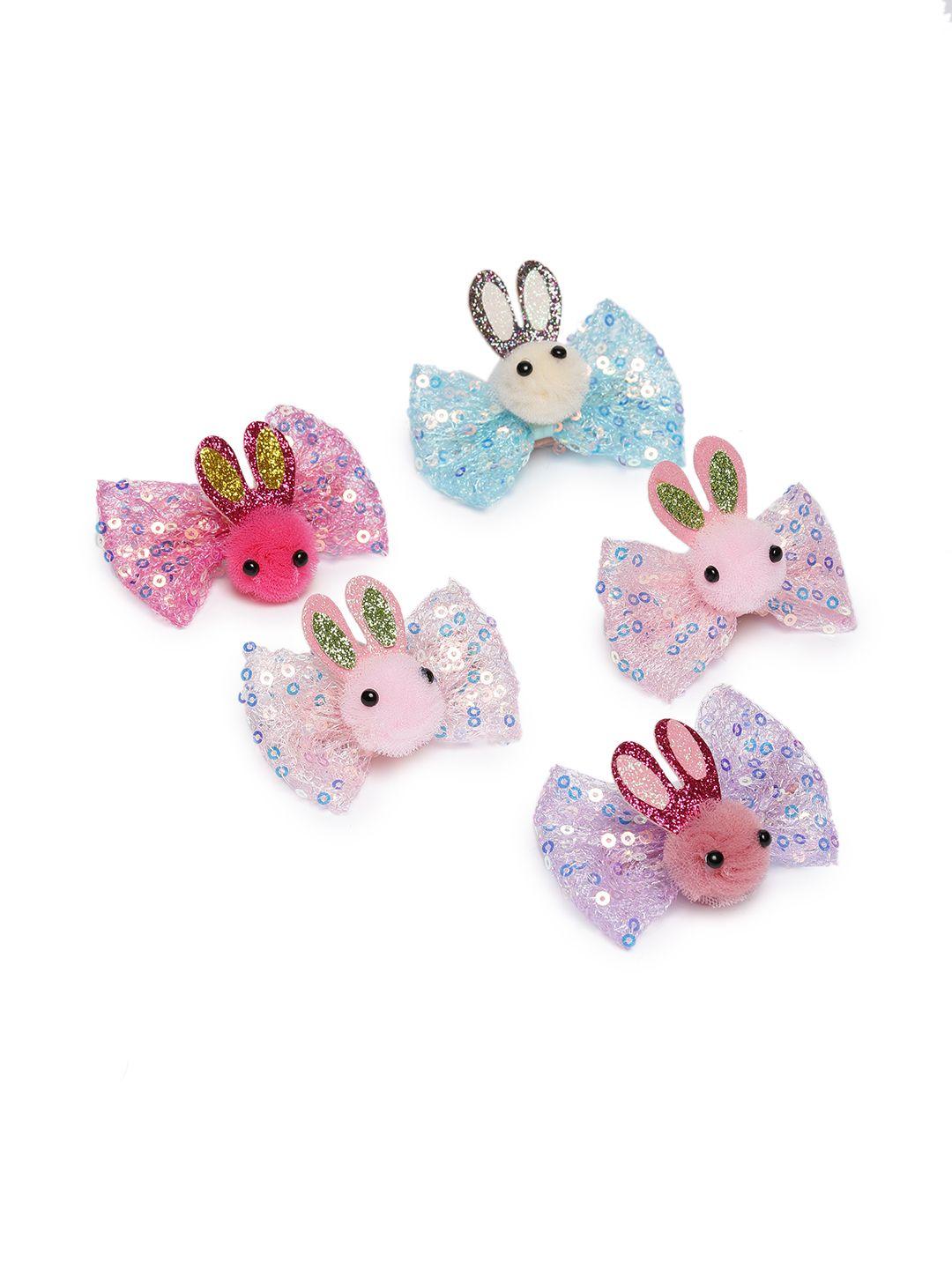 laida set of 5 embellished rabbit hair clips