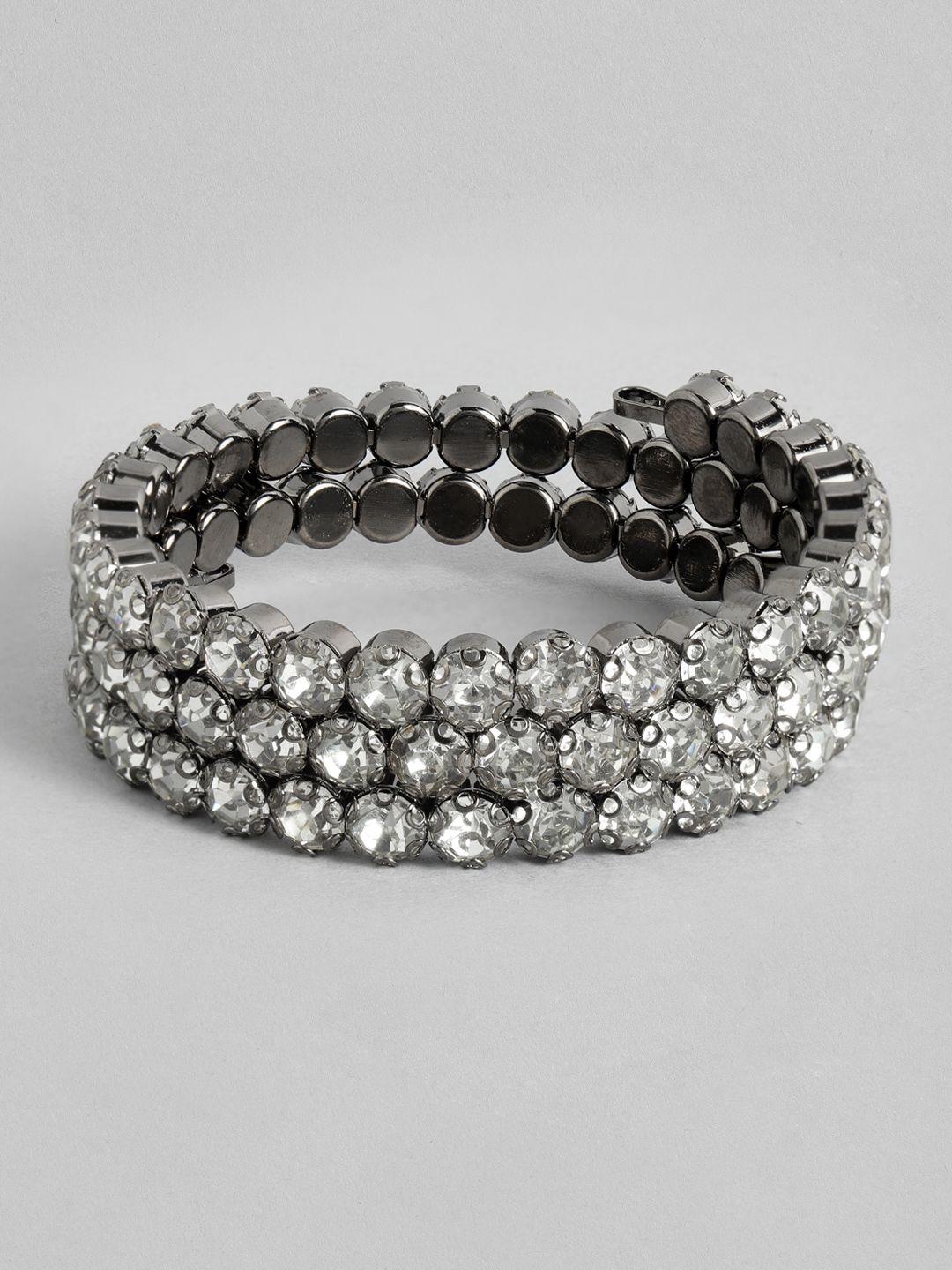 laida women rhodium-plated embellished wraparound bracelet