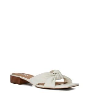 laize knot detail leather open toe mules