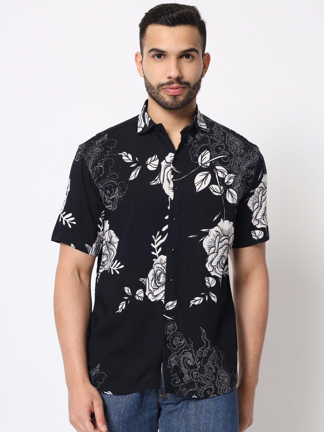 lakaala men relaxed floral printed casual cotton shirt