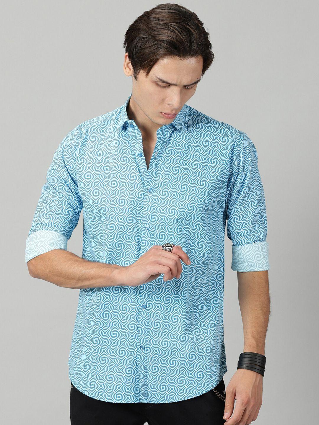 lakaala premium abstract printed opaque pure cotton casual shirt