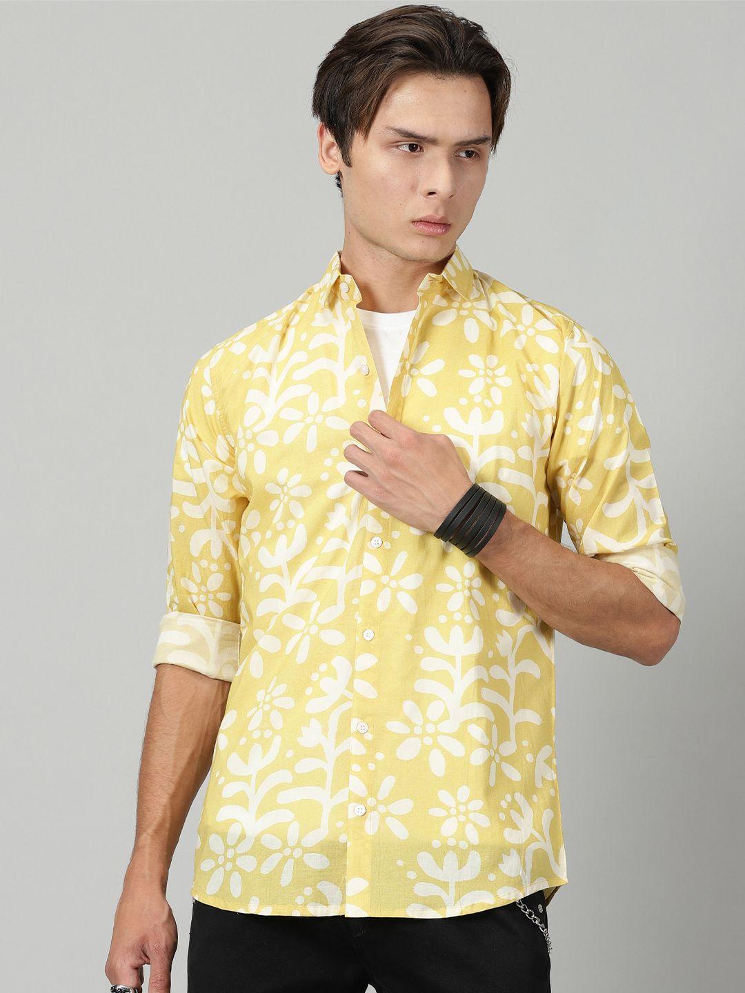 lakaala premium floral printed opaque pure cotton casual shirt
