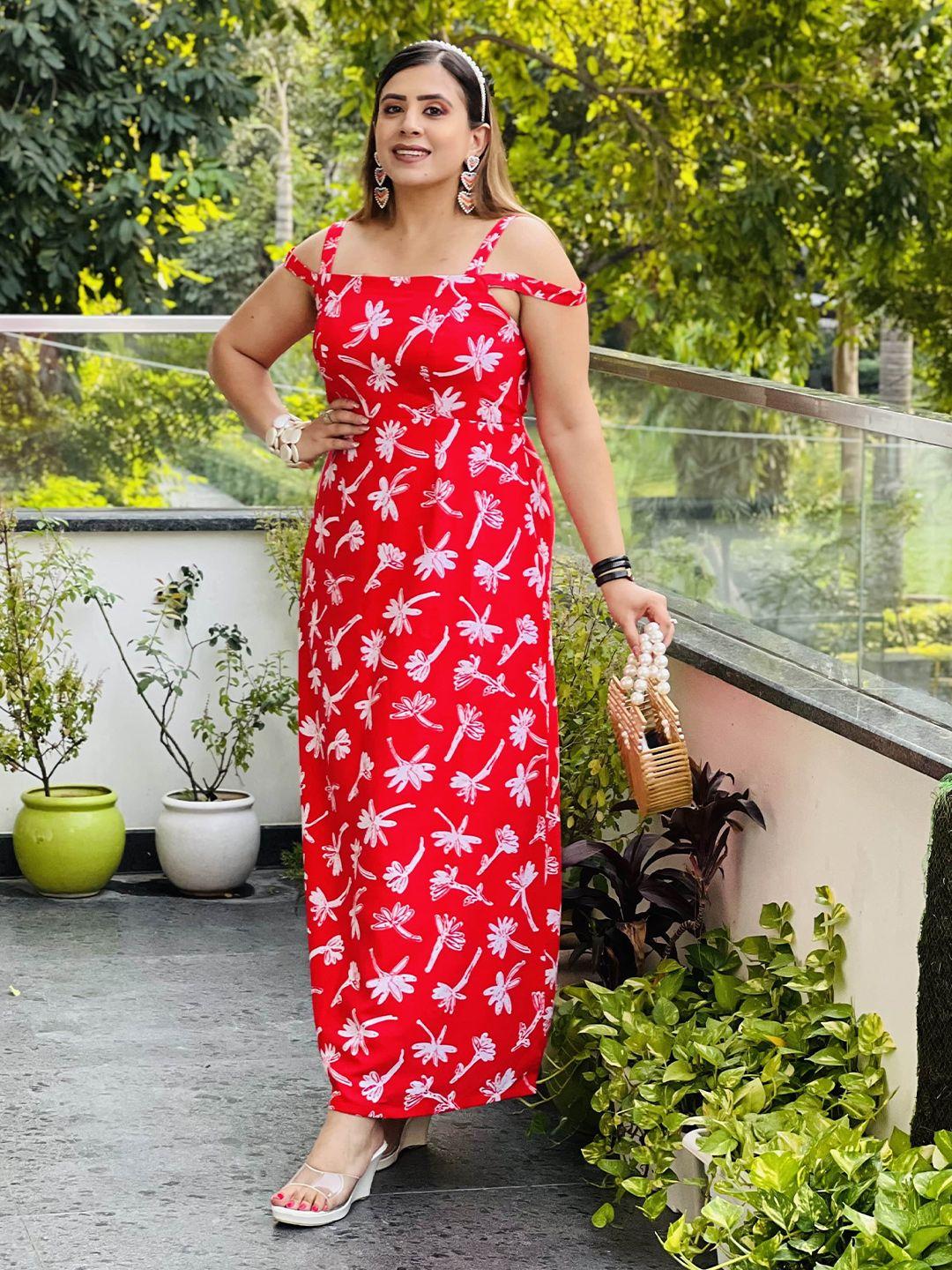 lakhina couture floral printed georgette maxi dress