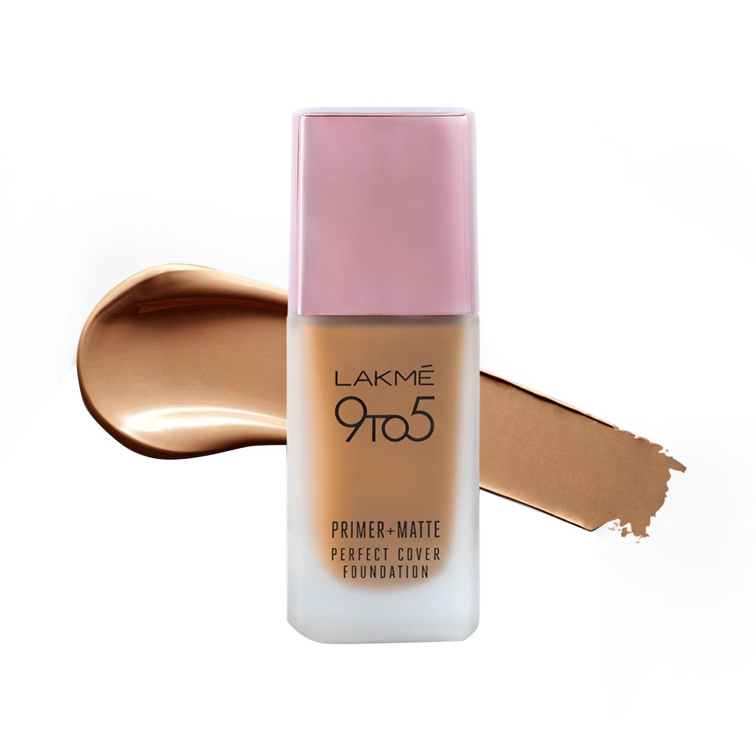 lakme 9 to 5 primer + matte perfect cover foundation - n360 neutral chestnut (25ml)