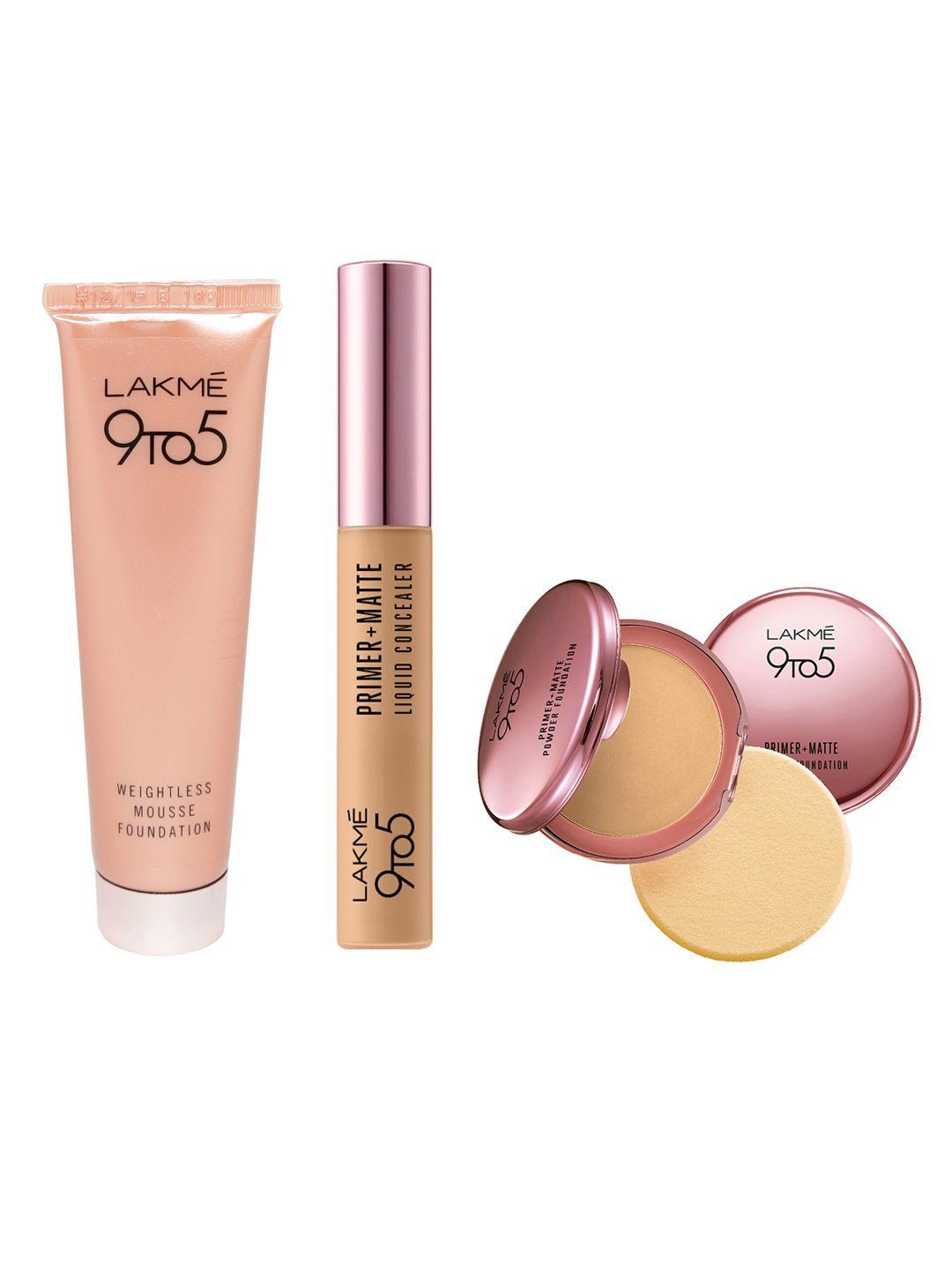 lakme 9to5 makeup set - concealer + mousse foundation + compact
