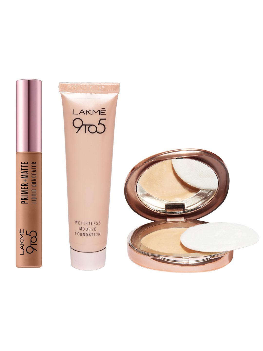 lakme 9to5 makeup set - concealer + mousse foundation + compact