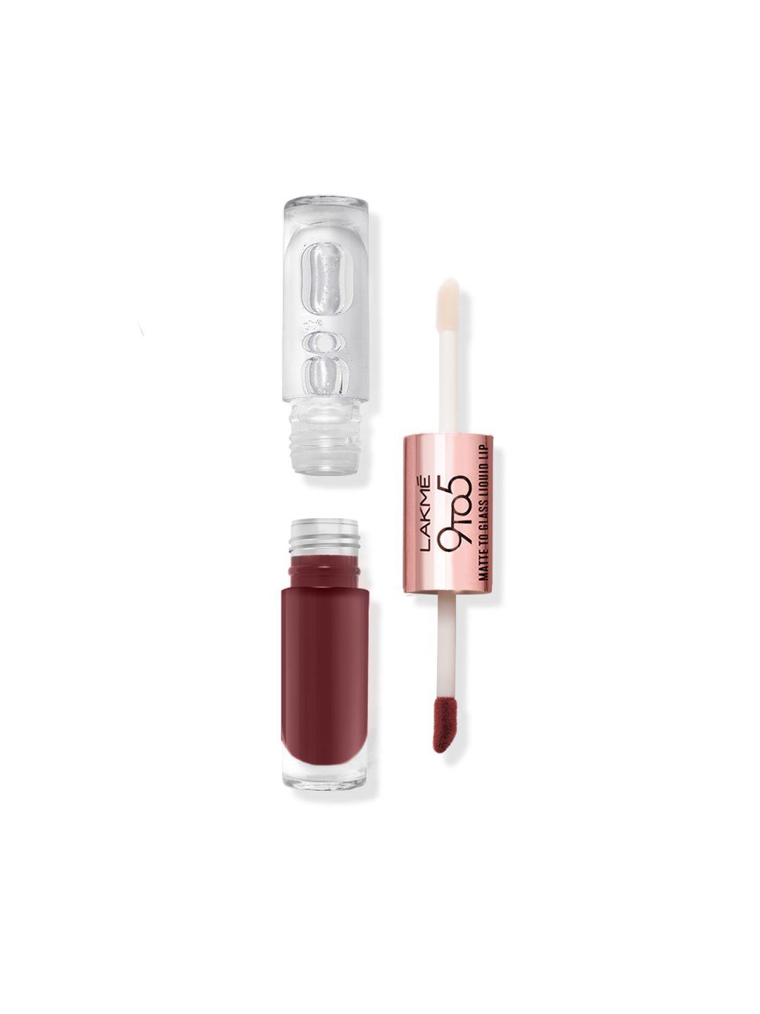 lakme 9to5 matte to glass transfer-proof liquid lip color 7.6ml - beachy vibe