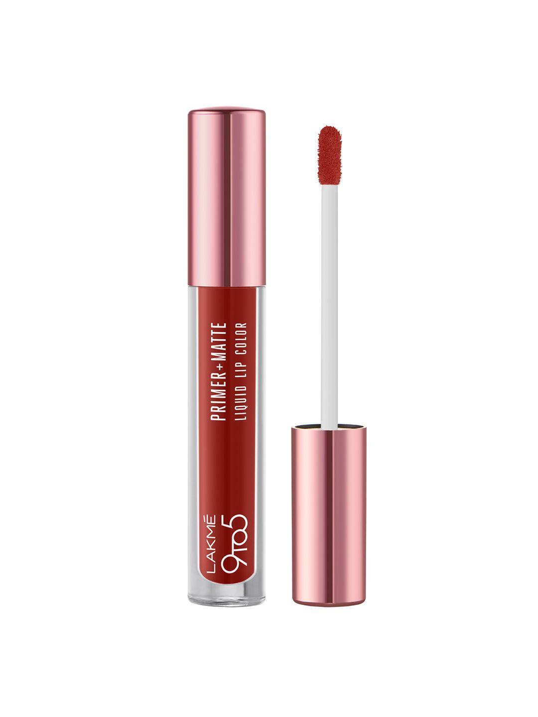 lakme 9to5 primer + matte liquid lip color 4.2 ml - rustic red mr5