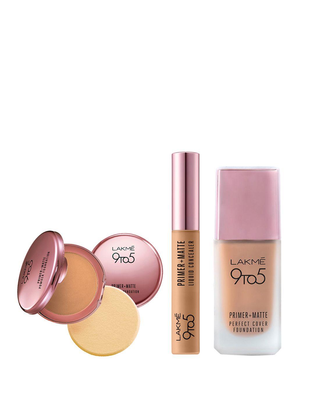 lakme 9to5 primer + matte makeup gift set - concealer + compact + foundation