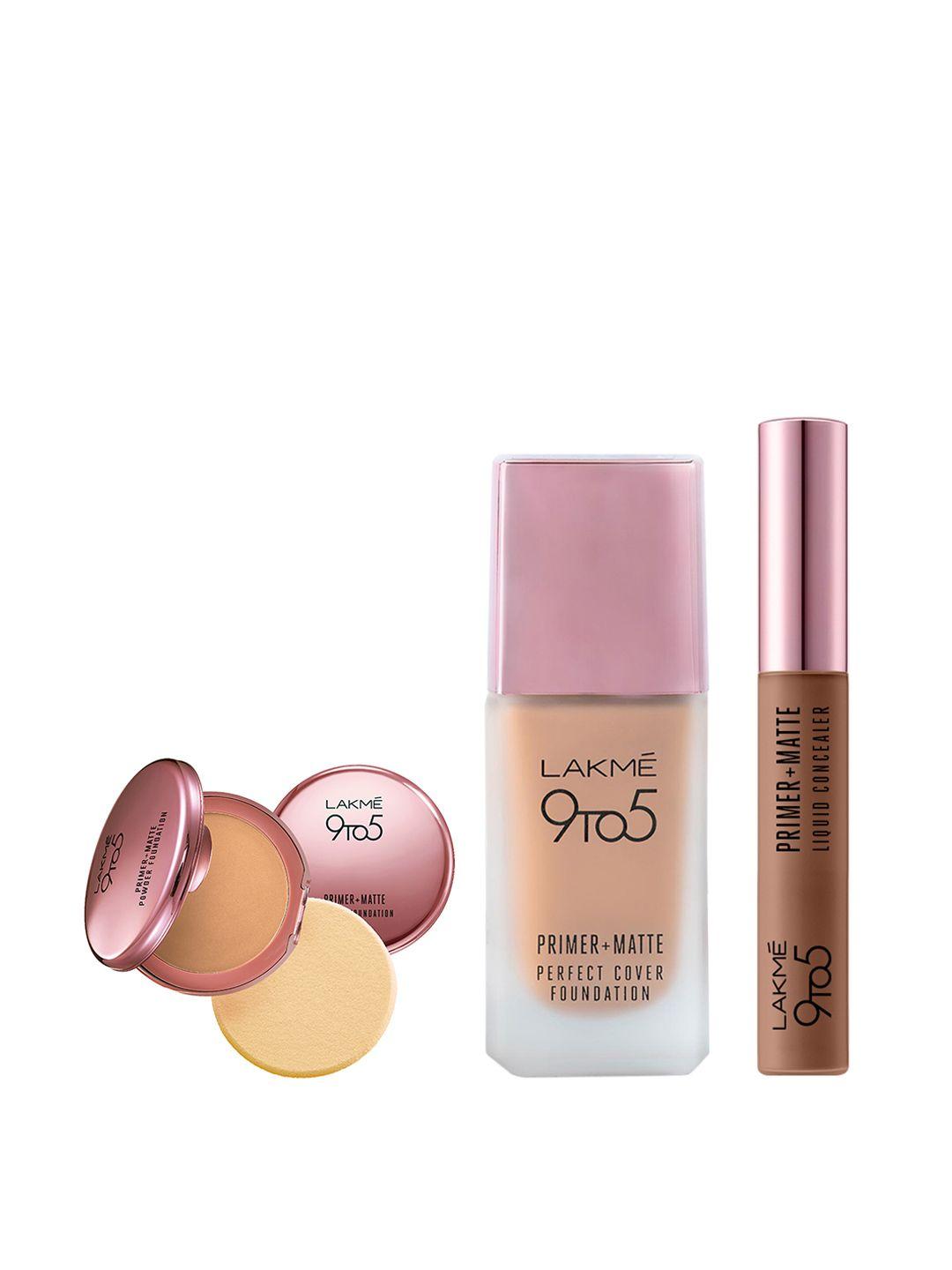 lakme 9to5 primer + matte makeup gift set - concealer + compact + foundation