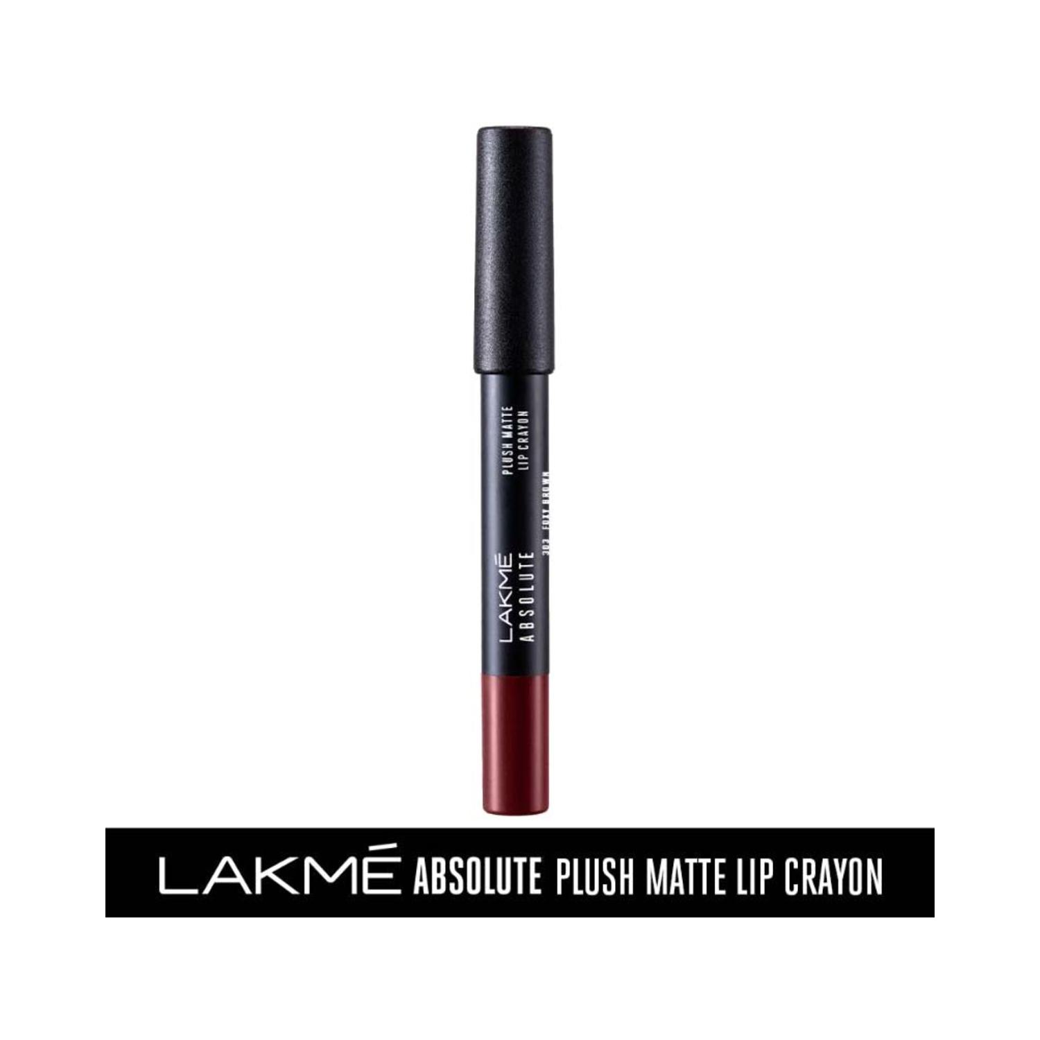 lakme absolute plush matte lip crayon - 303 foxy brown (2.8g)