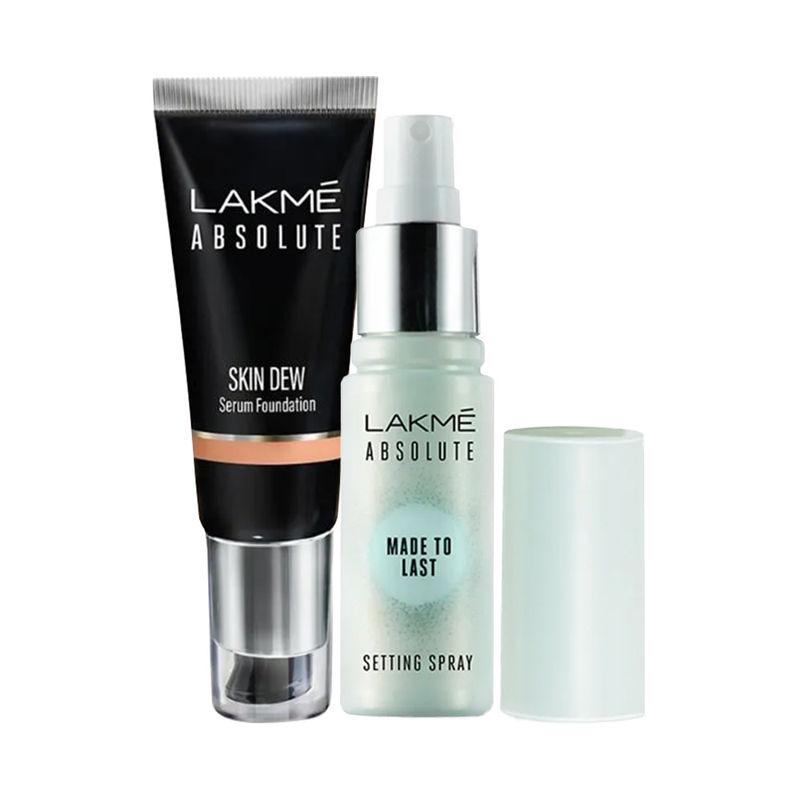 lakme absolute skin dew serum foundation + setting spray