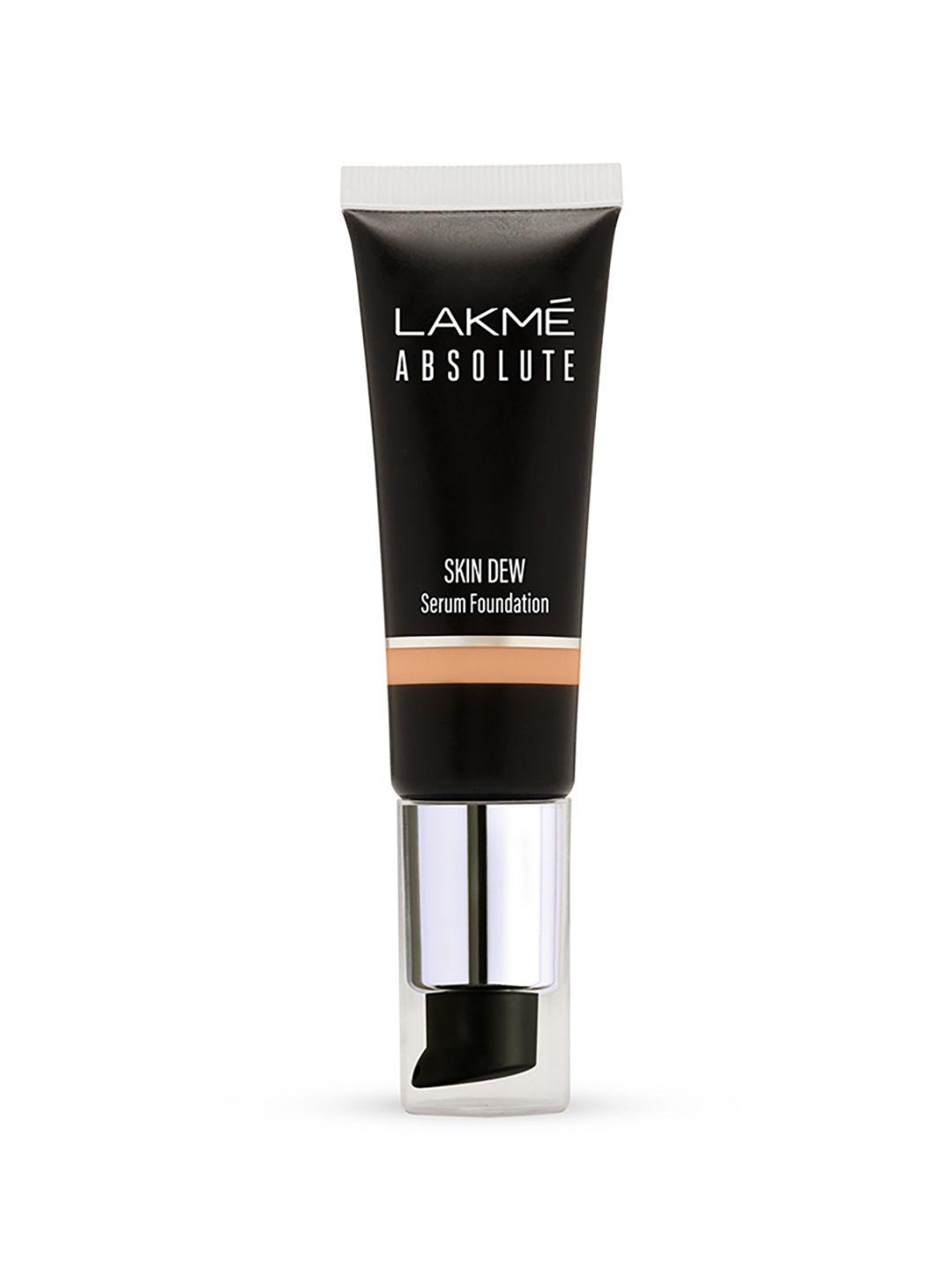 lakme absolute skin dew serum foundation with hyaluronic & niacinamide 30 g - warm sand