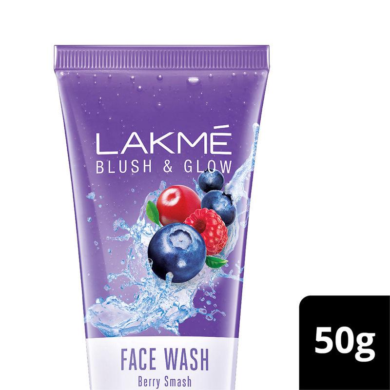 lakme blush & glow berry smash gel face wash with berries extracts