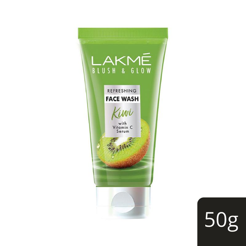 lakme blush & glow refreshing kiwi face wash with vitamin c serum