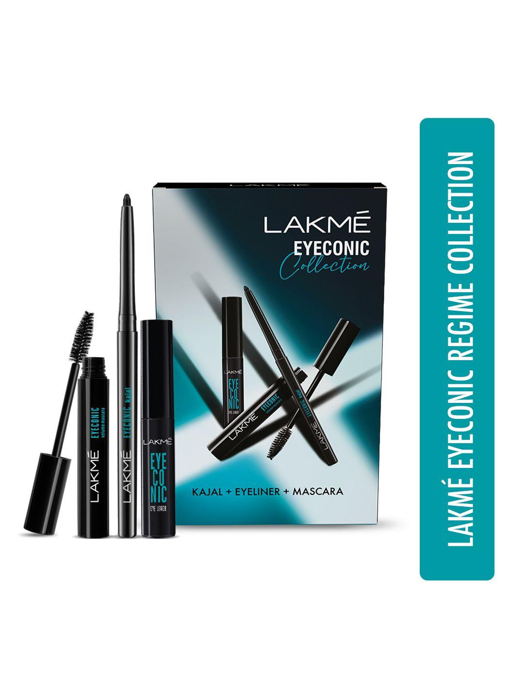 lakme eyeconic collection eye regime set - kajal + eyeliner + mascara