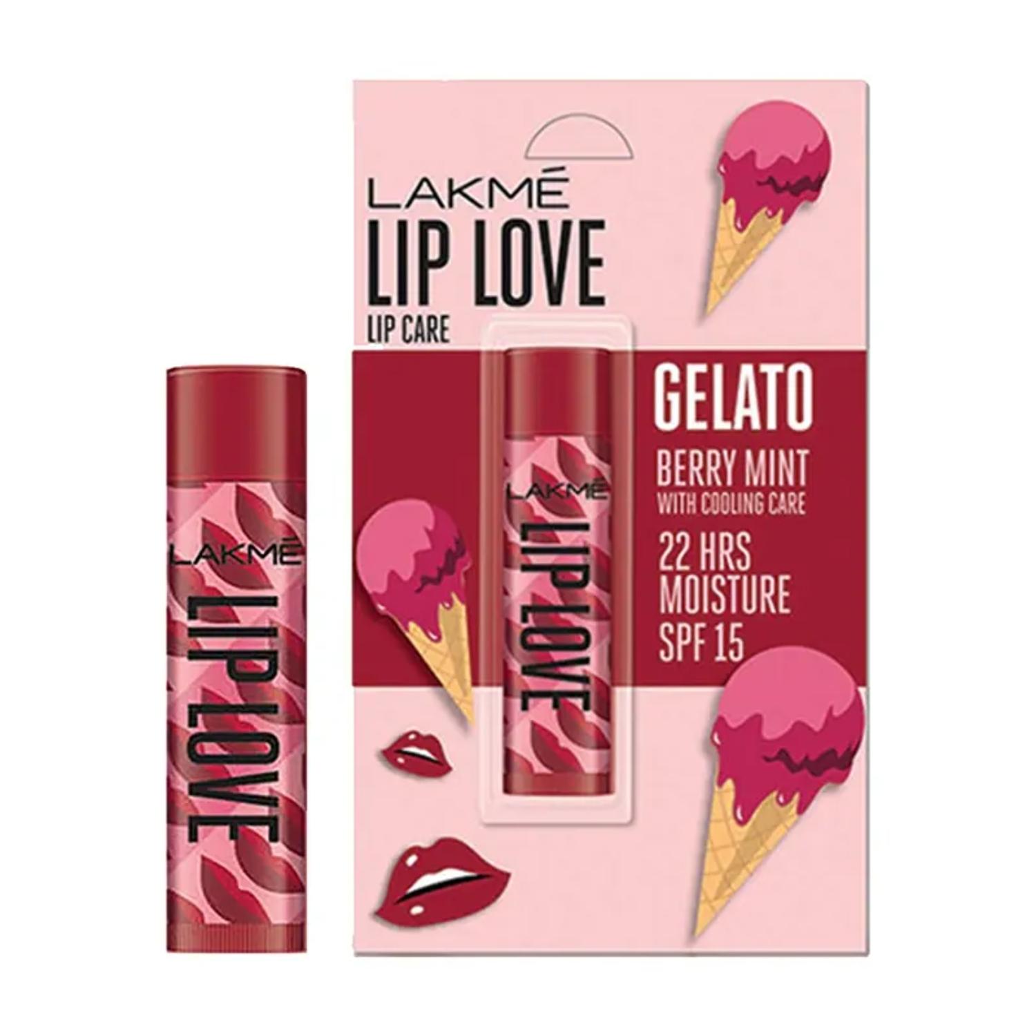 lakme lip love gelato chapstick lip balm - berry mint (4.5g)