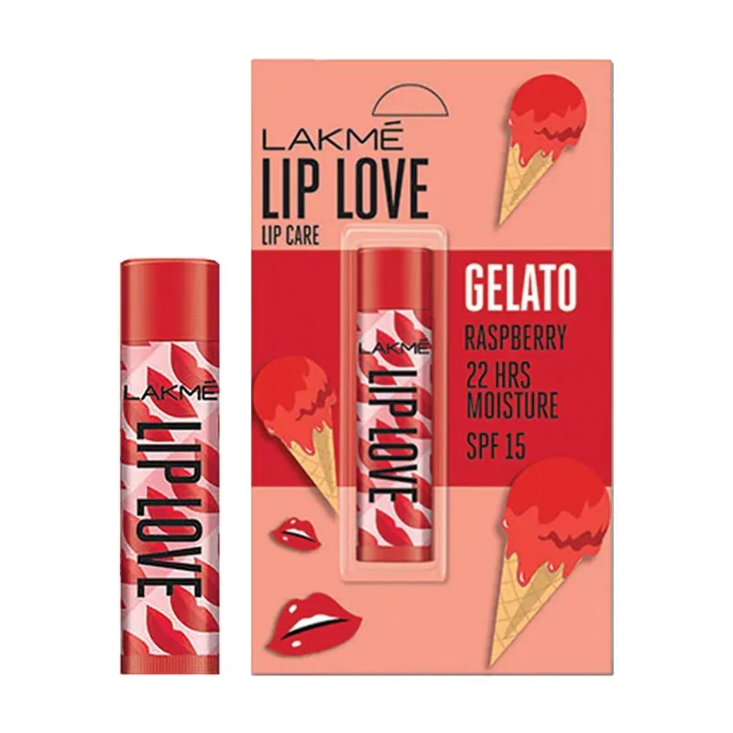 lakme lip love gelato chapstick lip balm - raspberry (4.5g)