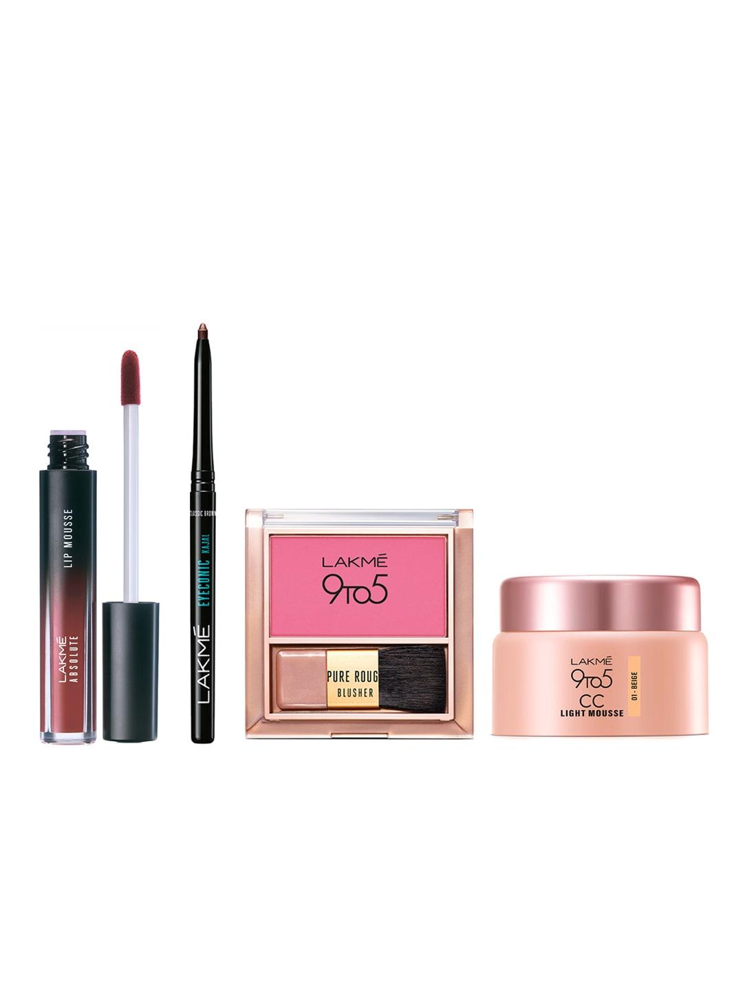 lakme makeup gift set - lipstick + kajal + blush + cc cream