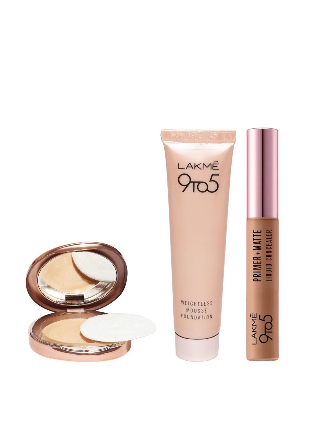 lakme set of 9to5 liquid concealer & compact with mousse foundation