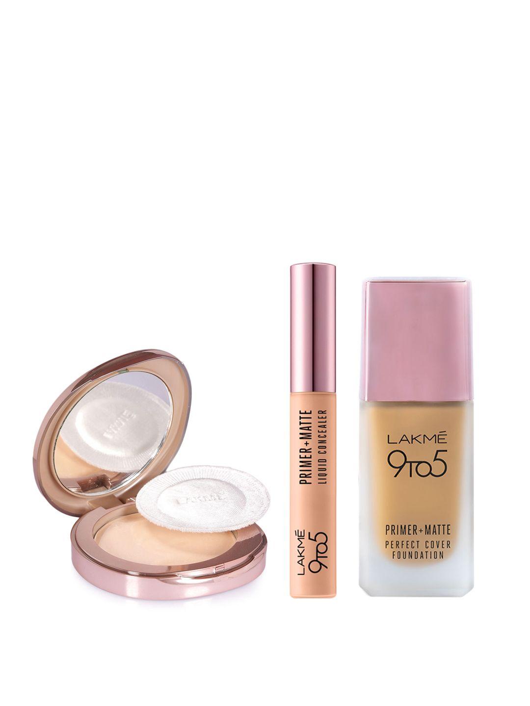 lakme set of 9to5 primer+matte concealer & foundation with flawless matte compact