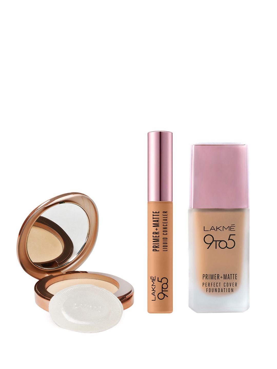lakme set of 9to5 primer+matte concealer & foundation with flawless matte compact