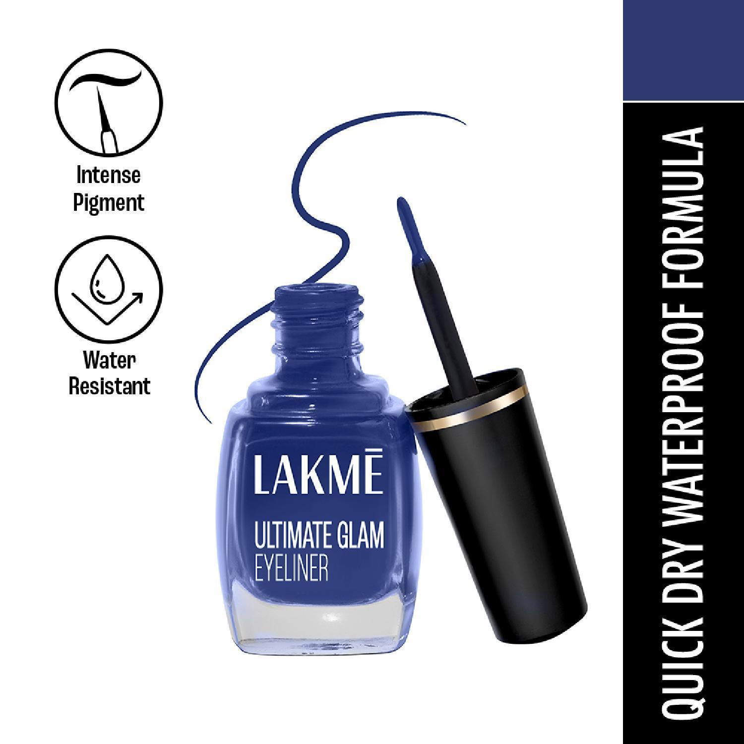 lakme ultimate glam eye liner, semi matte, blue (9 ml)