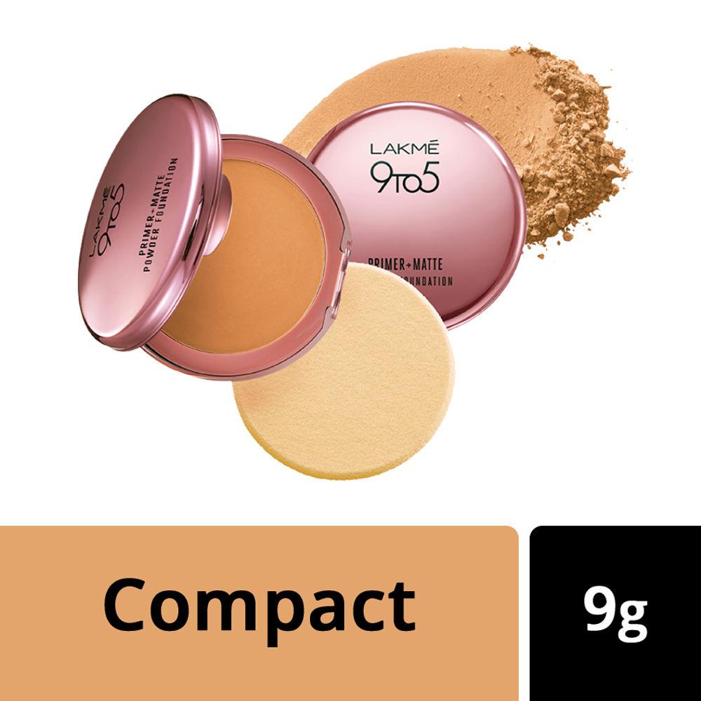 lakme 9 to 5 primer + matte powder foundation compact - natural almond (9 g)