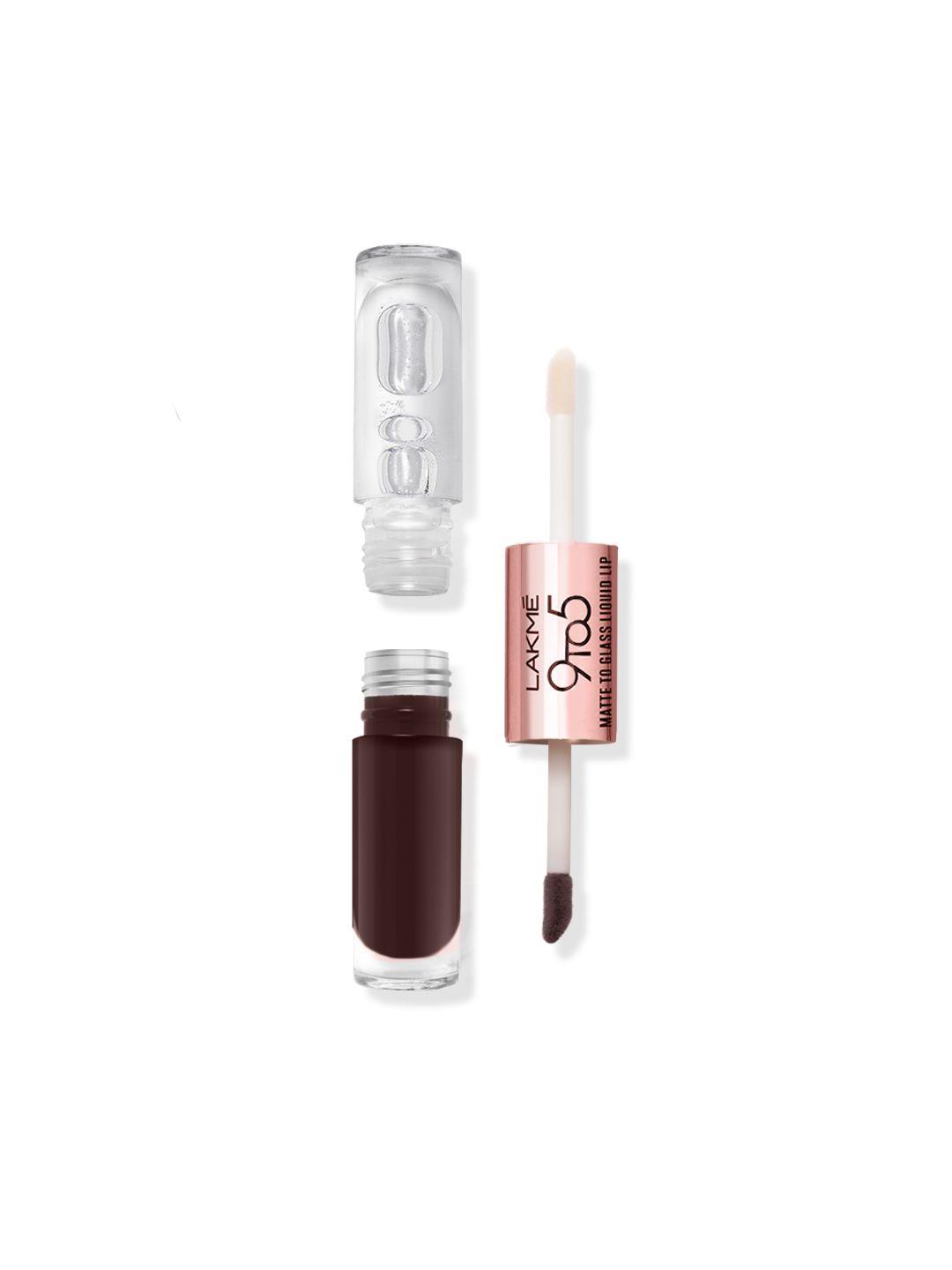 lakme 9to5 matte to glass transfer-proof liquid lip color 7.6ml - brown sugar
