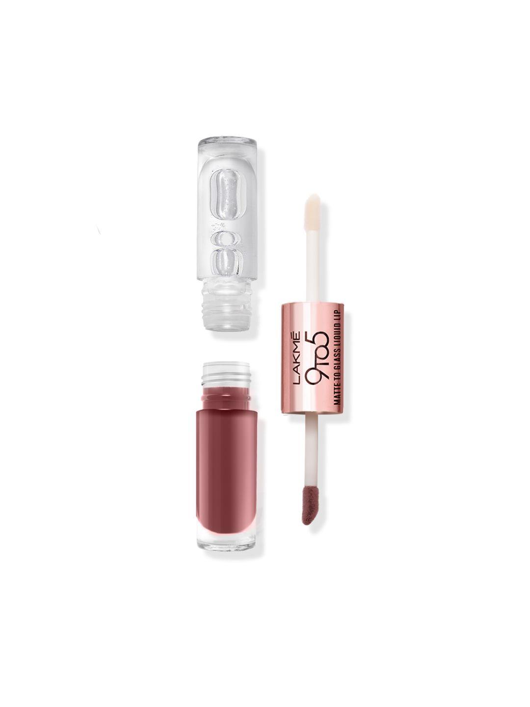 lakme 9to5 matte to glass transfer-proof liquid lip color 7.6ml - sweet praline