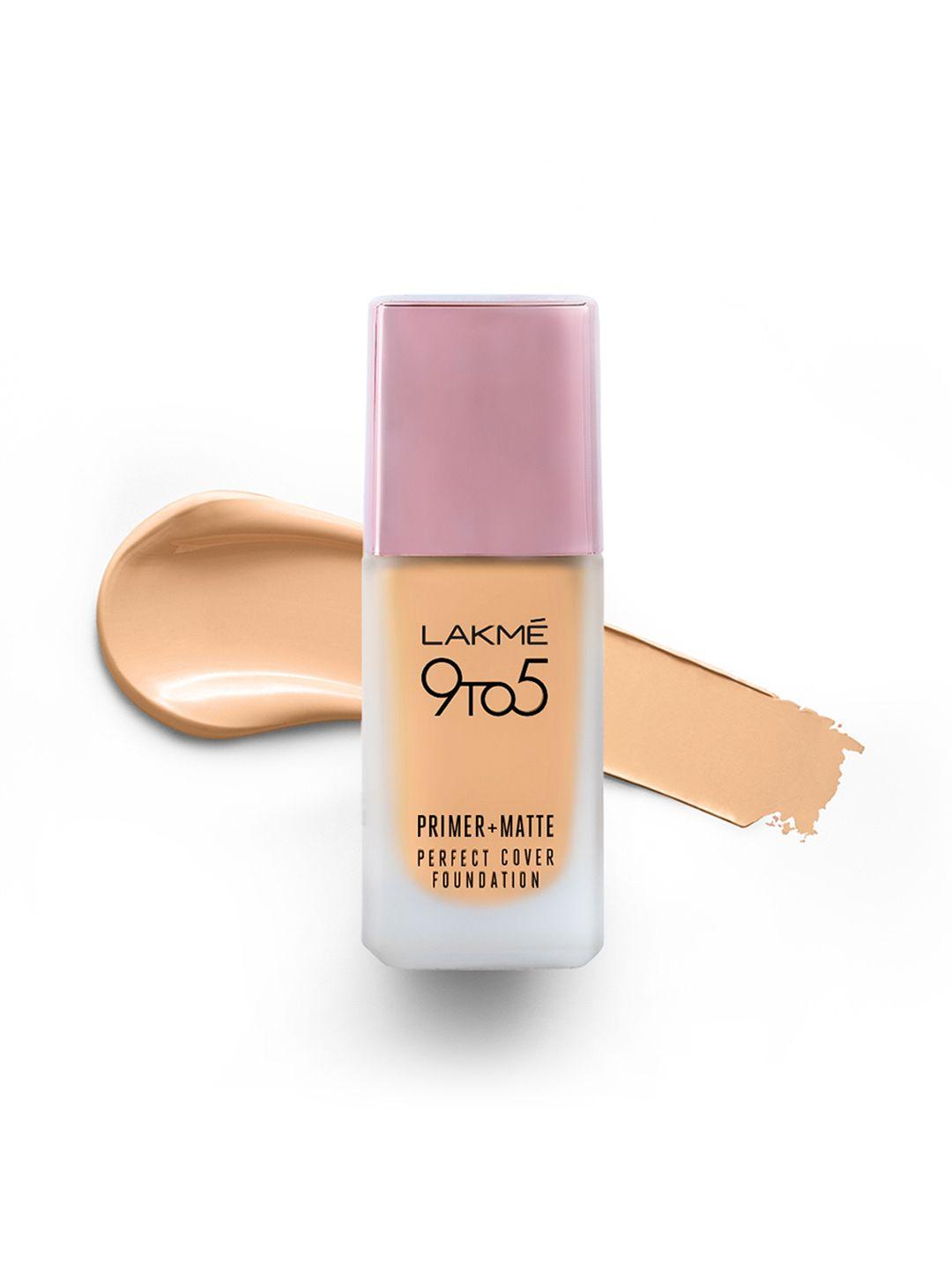 lakme 9to5 primer + matte perfect cover spf20 foundation 25 ml - warm light w110