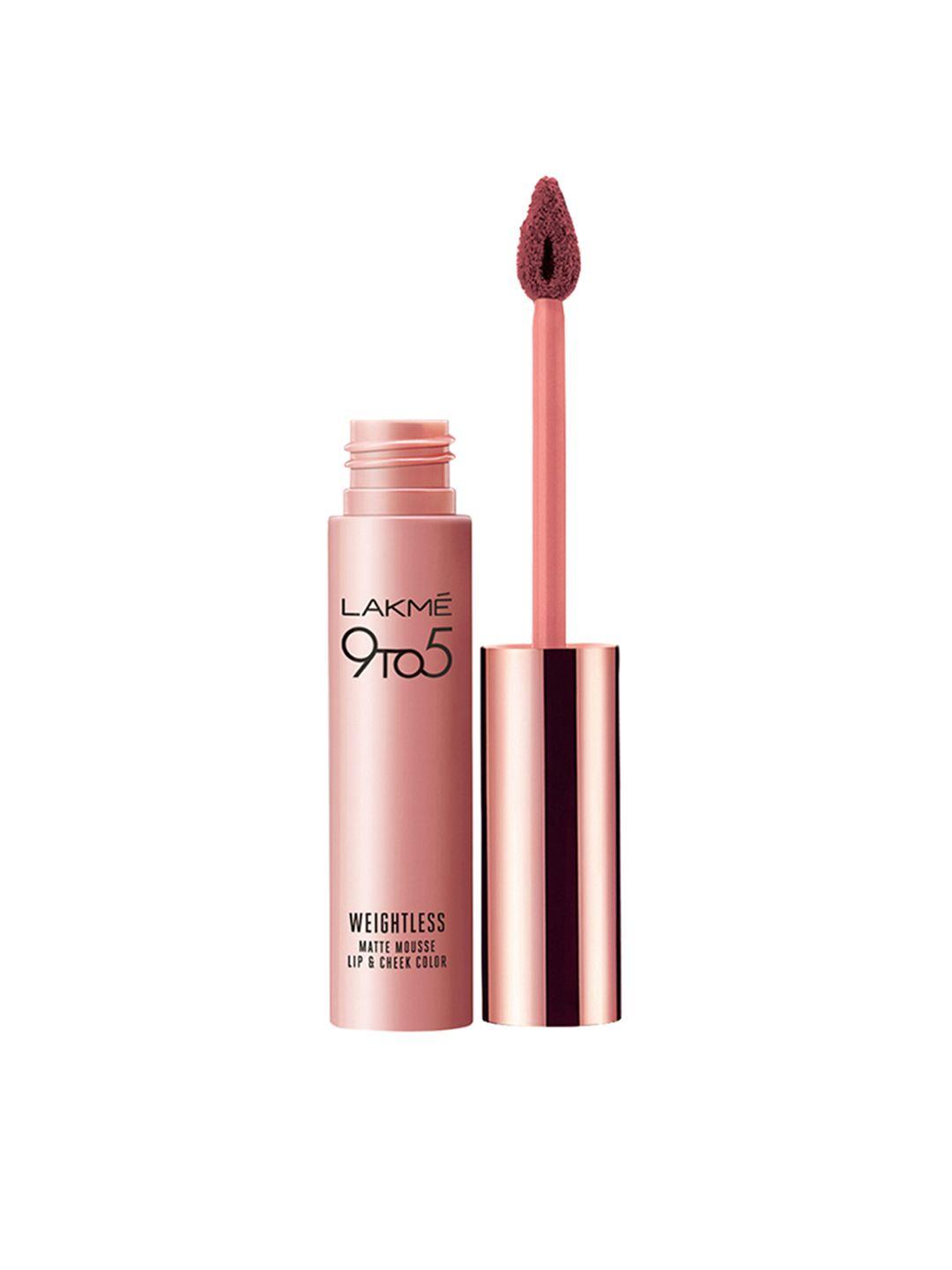 lakme 9to5 weightless matte mousse lip & cheek color lipstick - rose touch