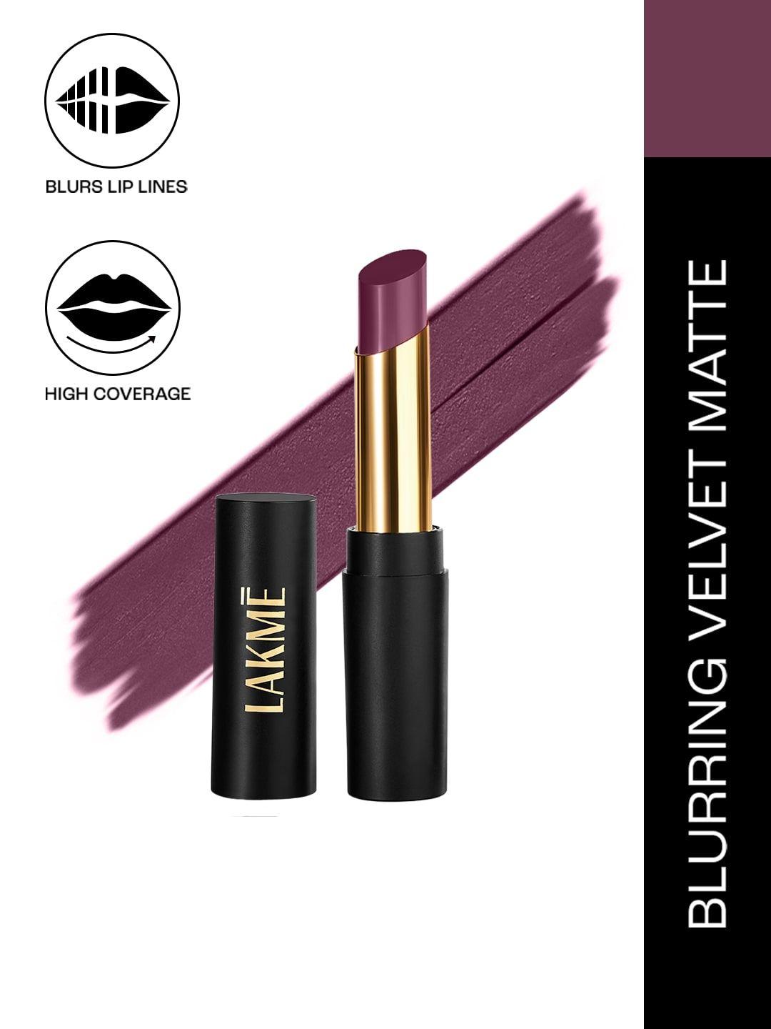 lakme absolute beyond matte bullet lipstick with argan oil - purple pop 502