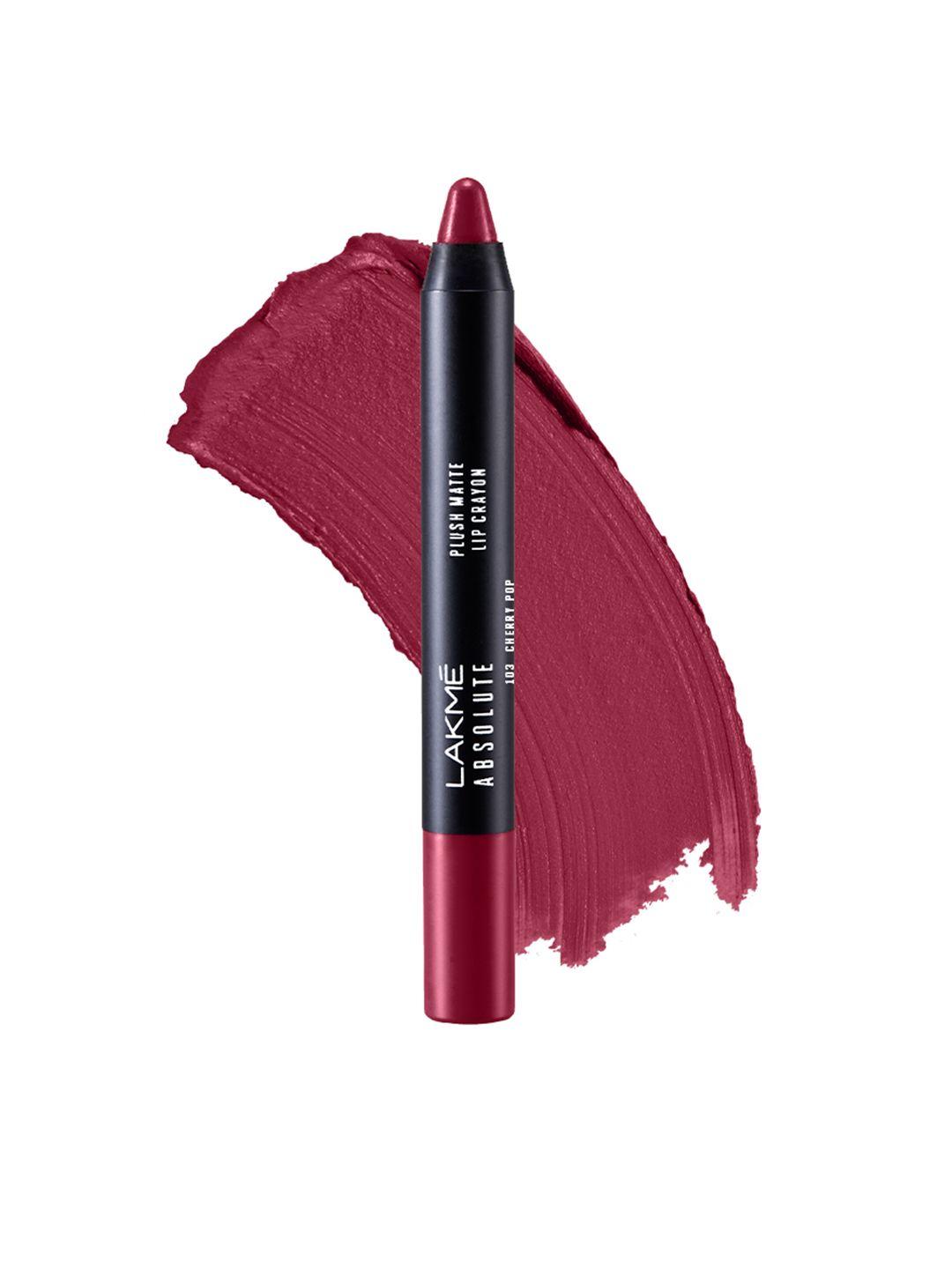 lakme absolute plush matte lip crayon - 103 cherry pop