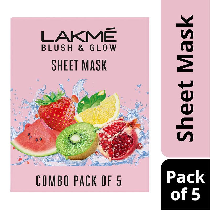 lakme blush & glow sheet mask pack of 5 fruit facial like glow!