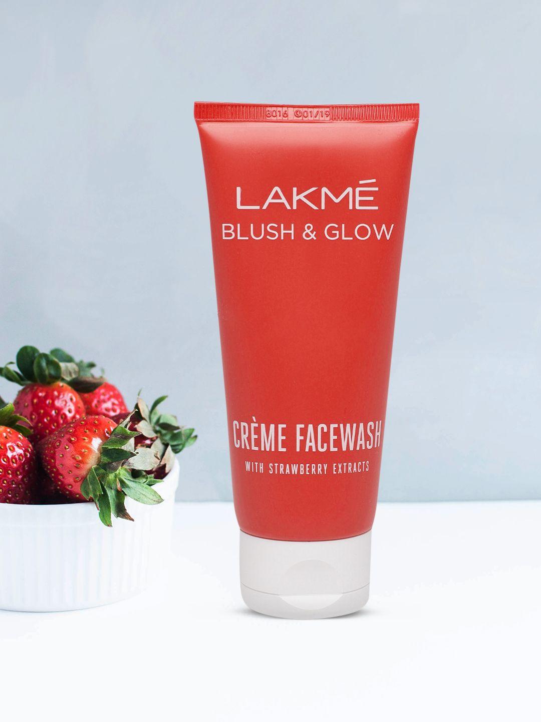 lakme blush & glow strawberry creme face wash with strawberry extract 100 g