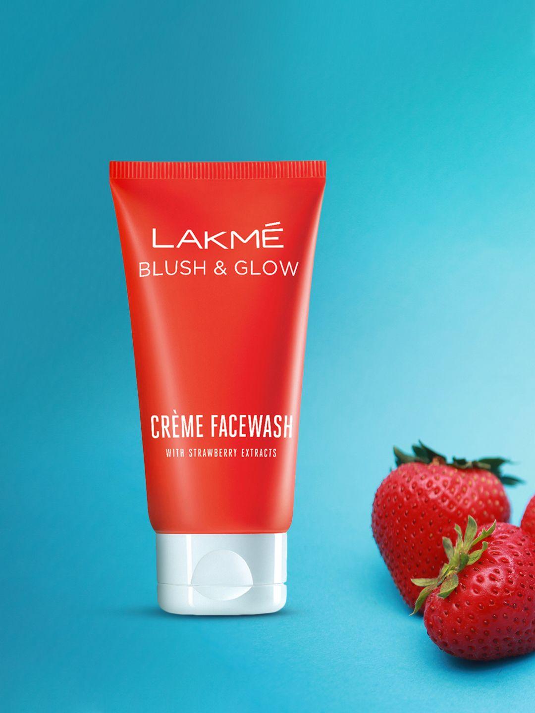 lakme blush & glow strawberry creme face wash with strawberry extract 50 g