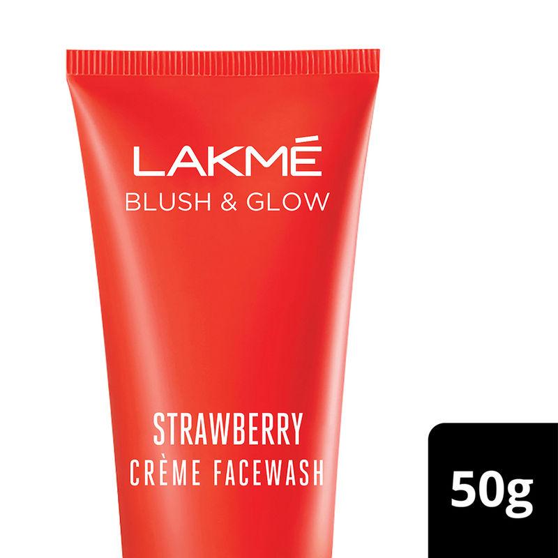 lakme blush & glow strawberry creme face wash