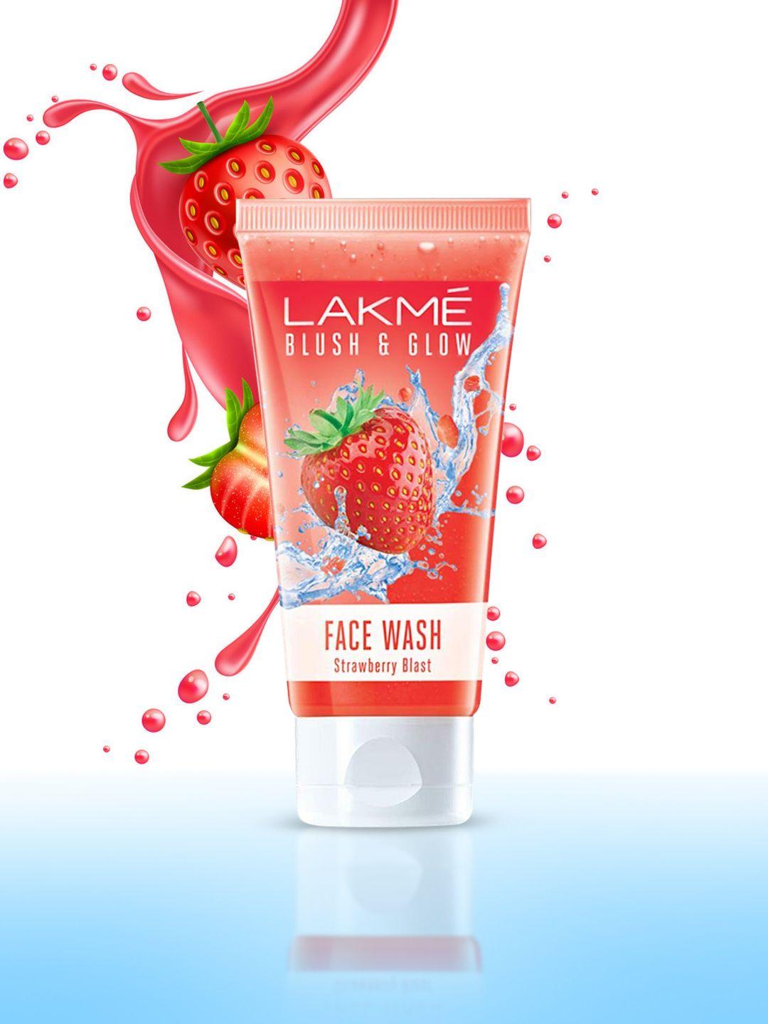 lakme blush & glow strawberry gel face wash with 100% real strawberry extract 50 g