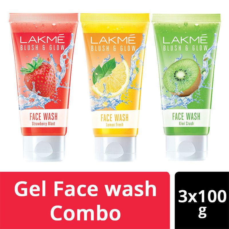 lakme facewash strawberry + kiwi + lemon combo