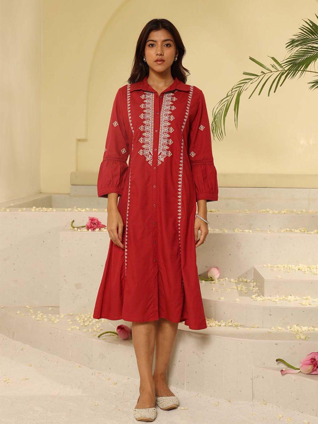 lakshita embroidered ethnic shirt dress