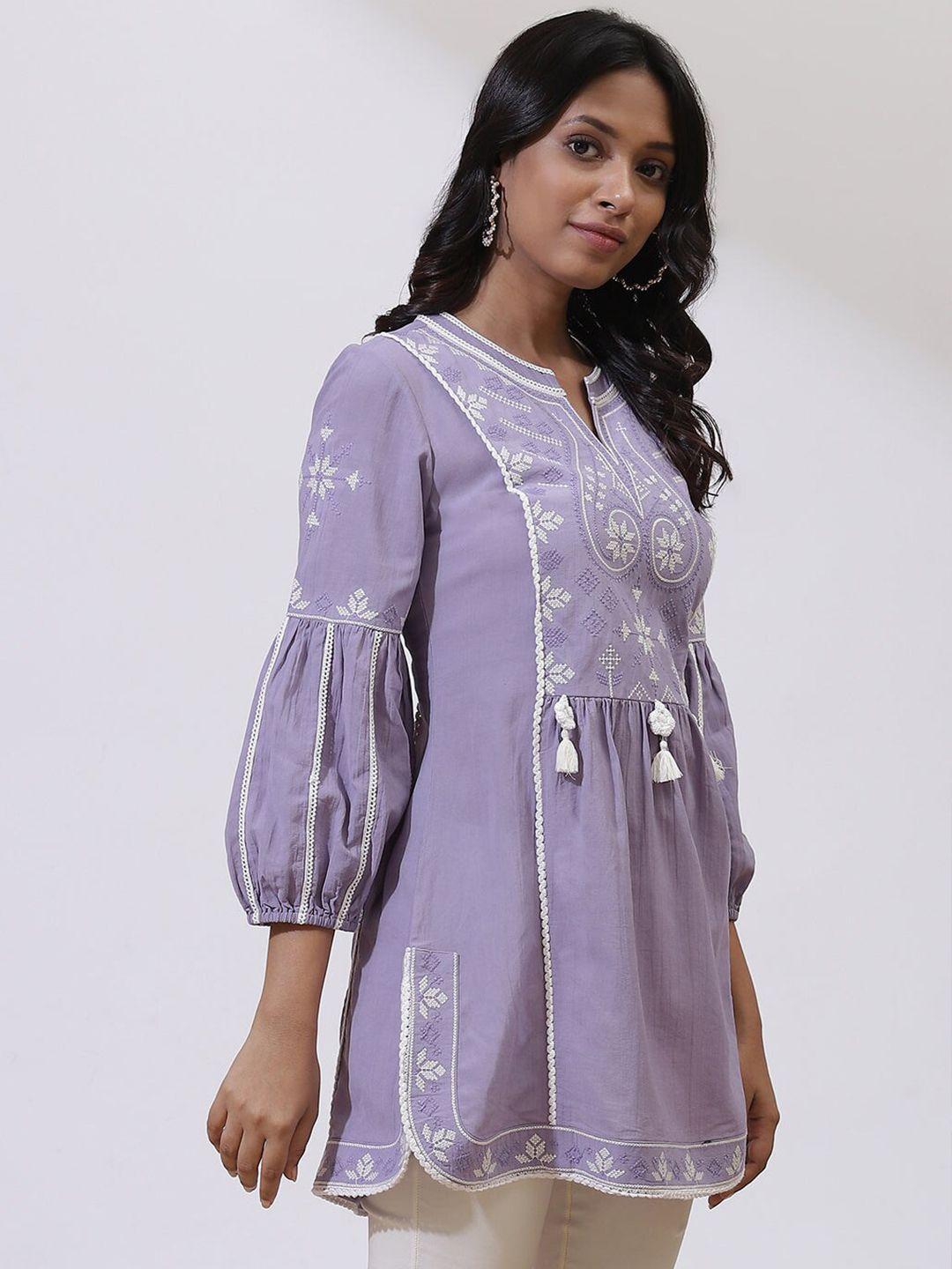 lakshita ethnic motifs embroidered puff sleeves tunic