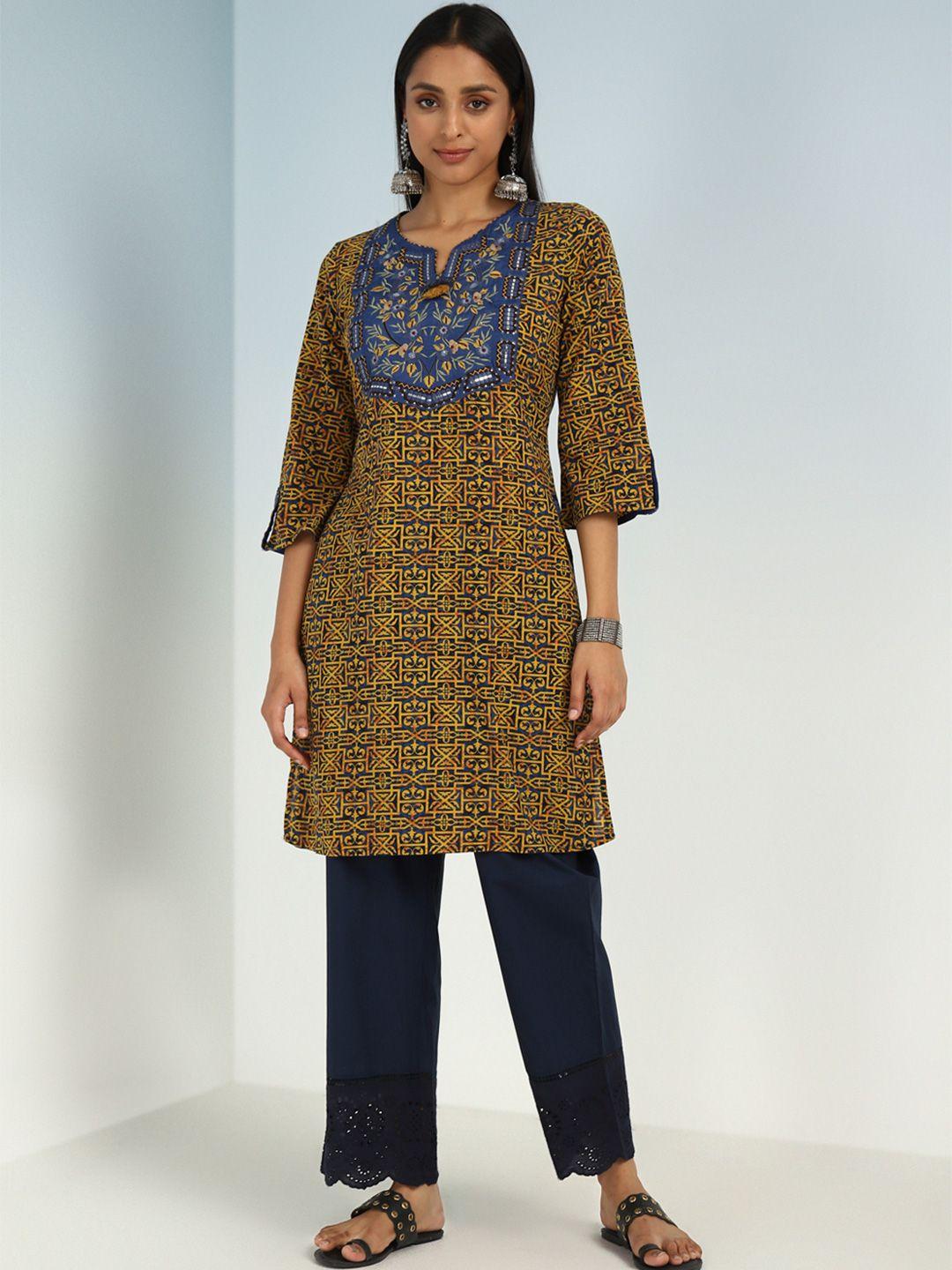 lakshita ethnic motifs printed patch work kurti