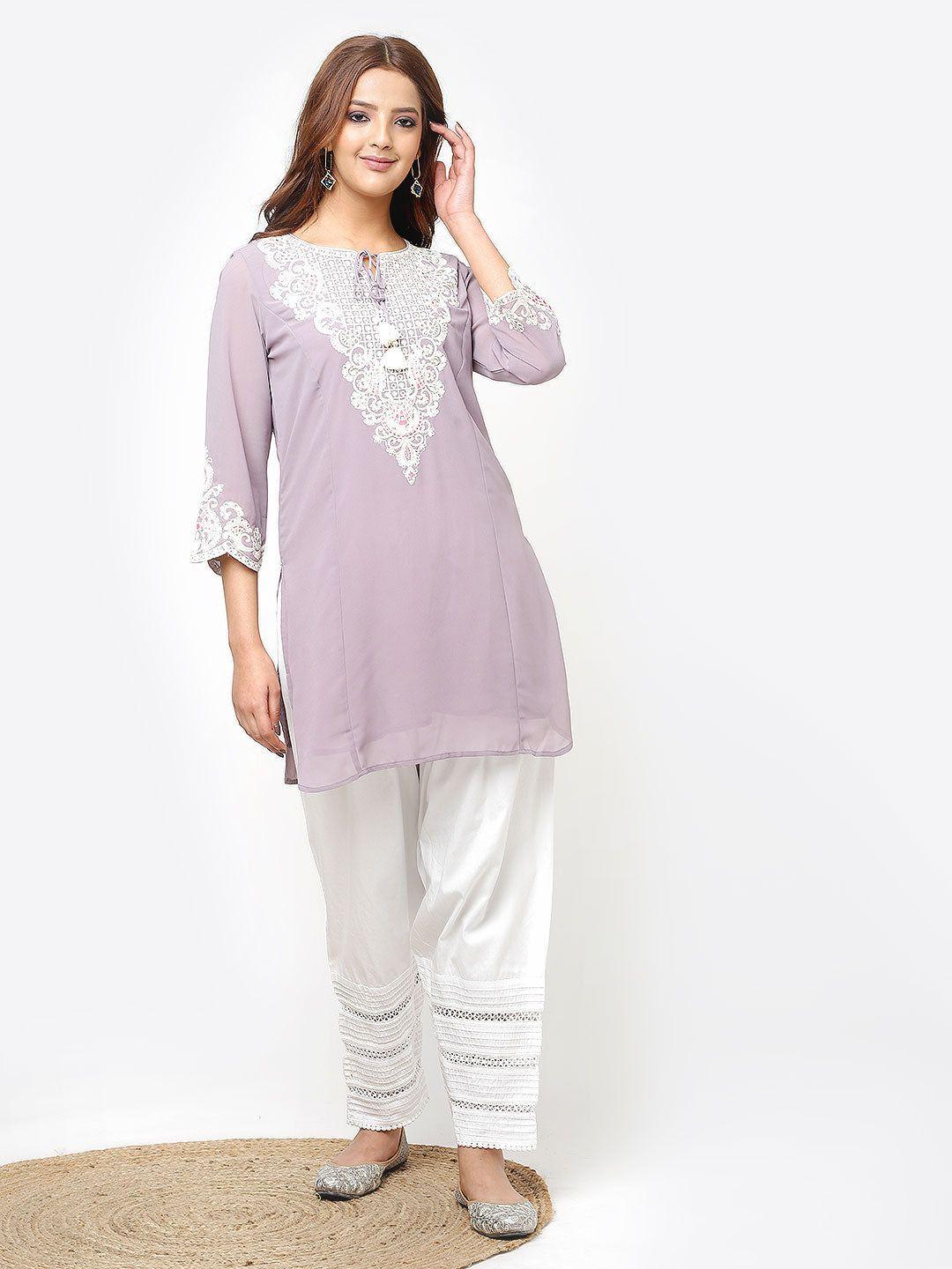 lakshita keyhole neck embroidered pure georgette tunic