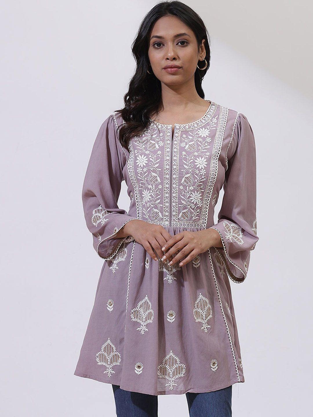 lakshita lavender & white embroidered tunic