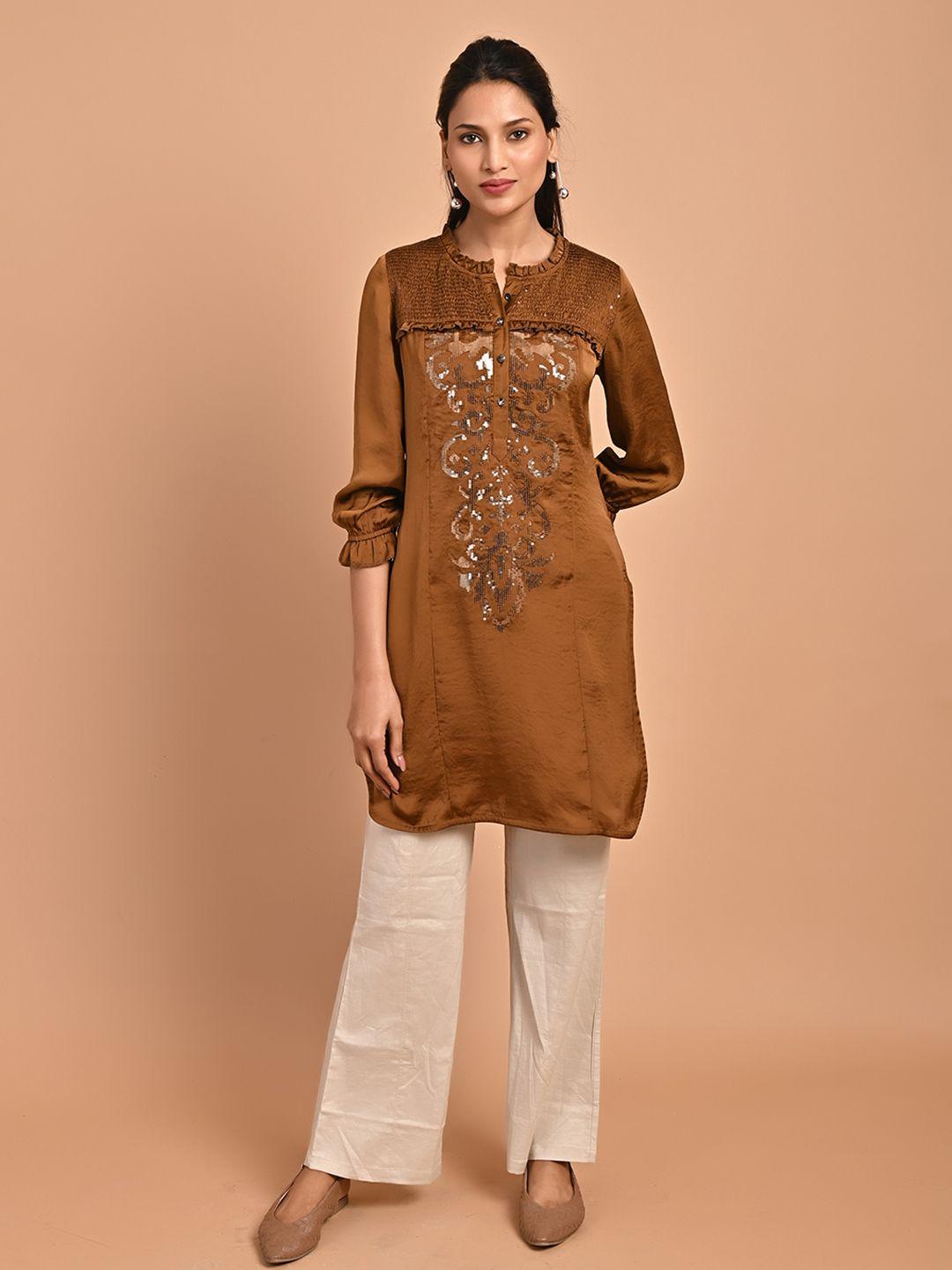 lakshita plus size ethnic motifs yoke design sequinned kurti